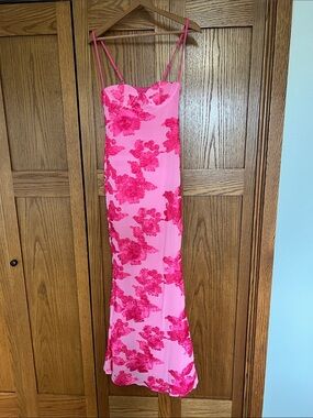 peppermayo pink flower dress Pascal Maxi Fully lined Size AU 8 / US 4 garment measurements Dancing In The Sky Maxi